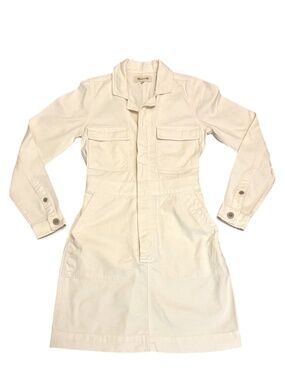 MADEWELL Vintage Canvas Signature Coverall Dress Pockets Long Sleeve Preppy XXS